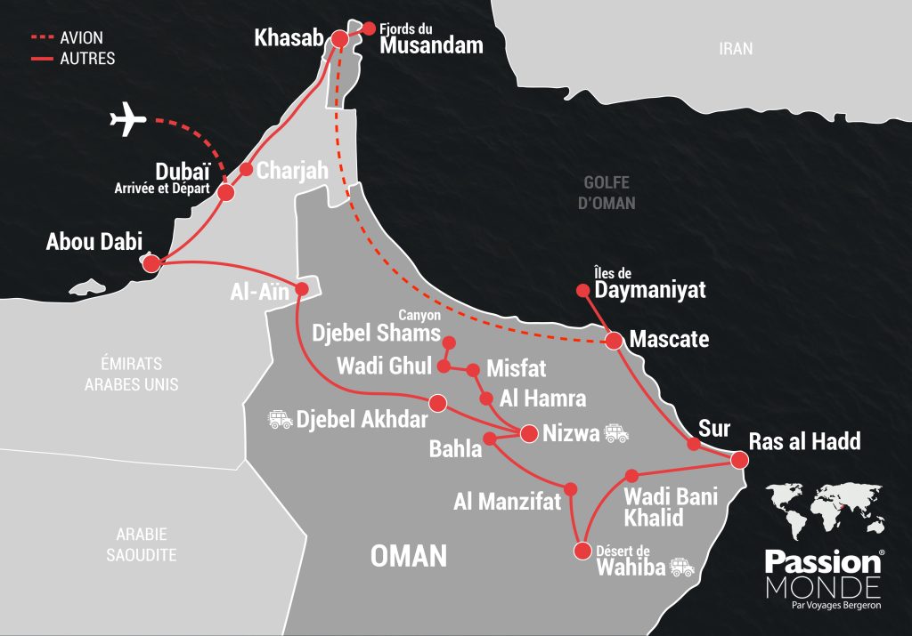 Oman et Dubaï map