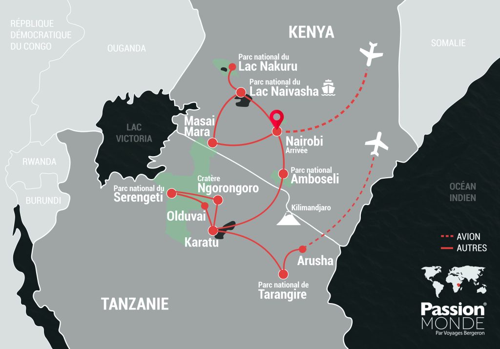 Kenya et Tanzanie map