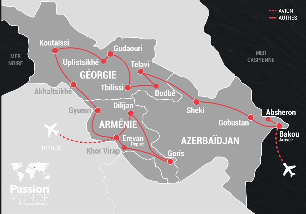 Géorgie, Azerbaïdjan et Arménie map